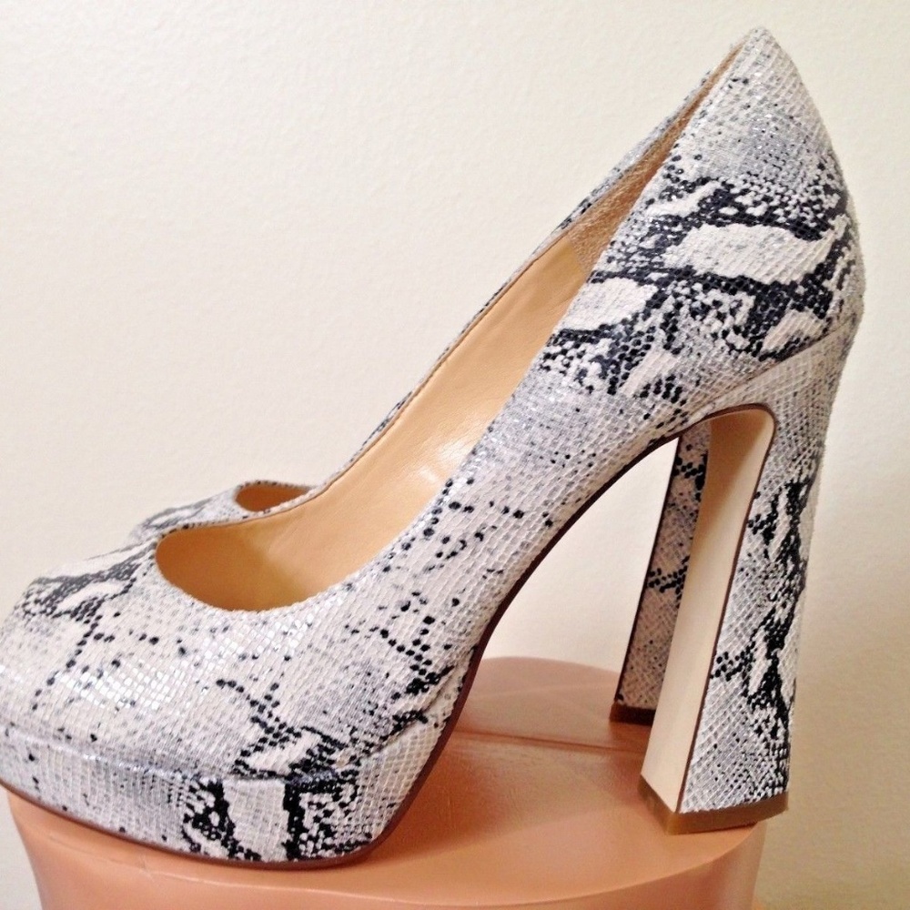 Daniella Women Leather Platform Open Toe Snakeskin High Heel